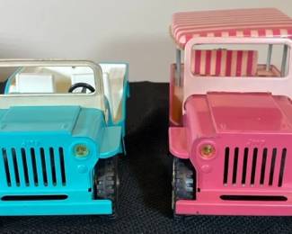 Tonka  Pink Metal Jeep And Sky Blue Jeep