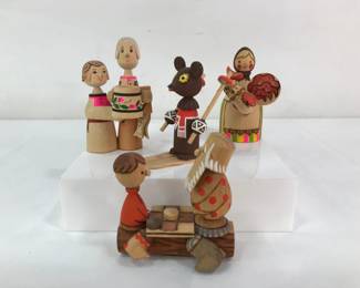 Russian Bogorodskaya Folk Art Wood Carvings