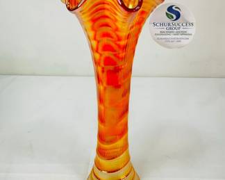 Imperial Marigold Carnival Glass Ripple Vase