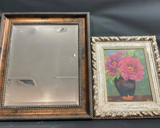 Wall Mirror & Flower Painting