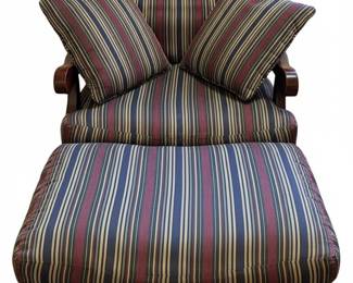 Striped Wing Back Chair and Ottoman