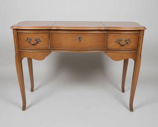Vintage French Provincial Vanity Table with Mirror and Compartments