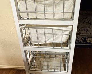 White Drawer Storage Unit with Wire Baskets