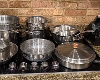 Classic Stainless Steel Piece Cookware Set with Knife Block