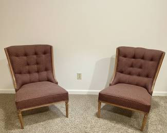 Pair of French Provincial Accent Chairs with Pedestal Table and Lamp second image