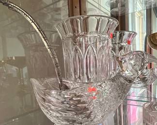 Crystal Pheasant Shaped Punch Bowl with Silver Ladle