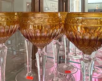 Amber Wedgewood Pattern Goblets