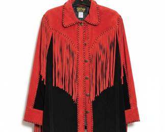 Vintage Bob Mackie Red Suede Fringe Jacket