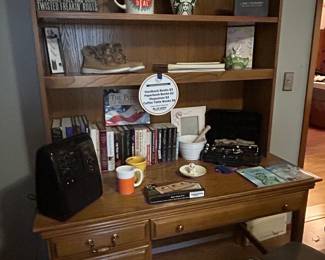 Oak Veneer Desk with Hutch