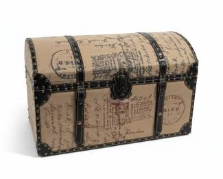 Decorative Storage Trunk with Vintage Map and Script