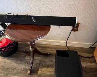 HOME ELECTRONICS (SOUND BAR AND SUB WOOFER), ACCENT TABLE