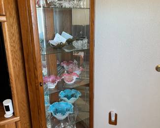CORNER CURIO CABINET AND COLLECTIBLES