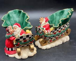 Collectible Figurines, Mr.  Mrs. Santa Claus Kissing On Sleigh