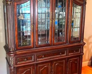 A.R.T. Solid Wood Armoire China Cabinet with Glass