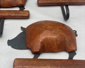 Pig Hooks 3,wood And Metal