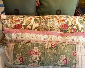 Floral and Sage Green Decorative Pillows including Pottery Barn