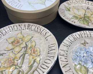 3 Pottery Barn Display Plates And Box