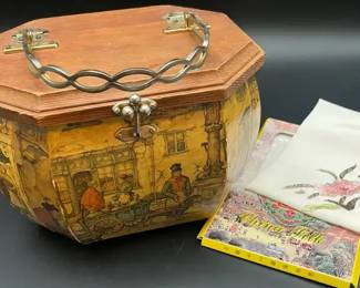 Vintage 1970s Anton Pieck Decoupage Purse  Silk Flower Material
