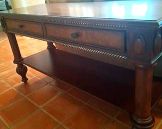 Dark Wood Hallway Table Carved Design