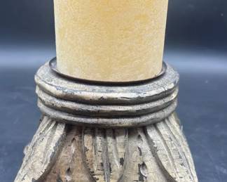 Wood Carved Candle Holder No Candle Included