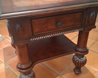 Dark Wood Sidetable With Carved Design