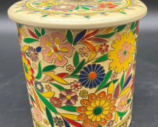 Vintage Floral Tin Canister Made In Holland