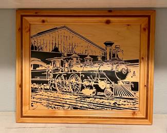 FRAMED WOOD TRAIN CUTOUT