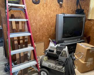 AIR COMPRESSOR, LADDER, DEER HORNS