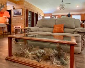 DIORAMA COFFEE TABLE WITH FOLIAGE AND QUAIL SCENE