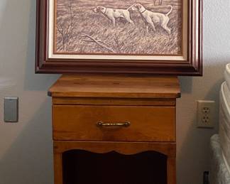 NIGHTSTAND, FRAMED DOG PRINT