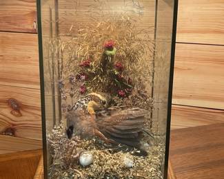 GLASS DIORAMA LAMP WITH QUAIL