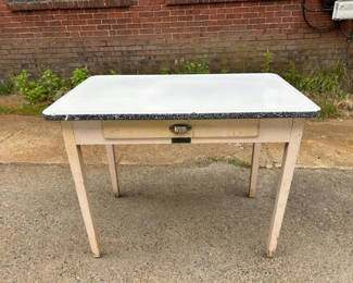 Lot 13: Mid- Century Enamel Top Kitchen Table 