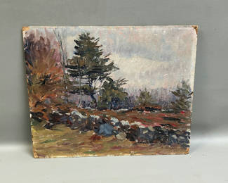 Lot 24: Signed Landscape Oil on Board Painting 
