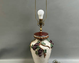 Lot 14: Pottery Lamp Attached Grapes 