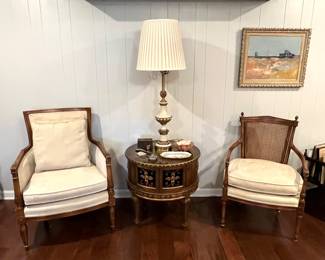 Upholstered Chairs - Table - Lamp - Art
