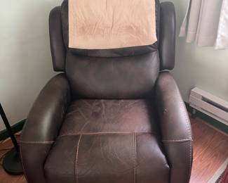 Brown leather recliner