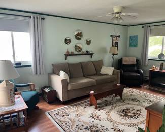 Living room, couch and table area rugs