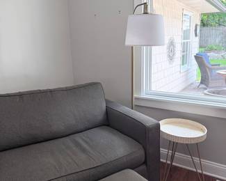 Modern Grey Fabric Sofa with Ottoman