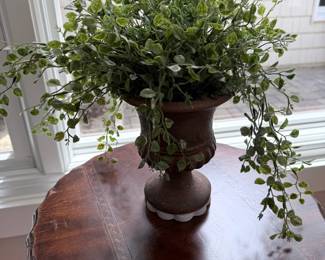 Vintage Urn Planter with Faux Greenery