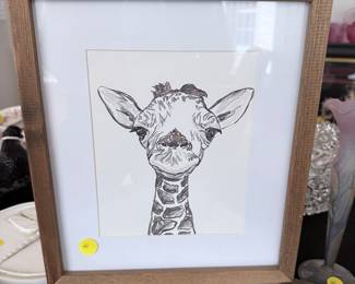 Framed Giraffe Sketch