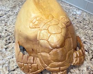 Photo 2 of 2 - Hand-Carved Wooden Turtle Bowl