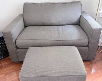Modern Upholstered Loveseat and Ottoman Set