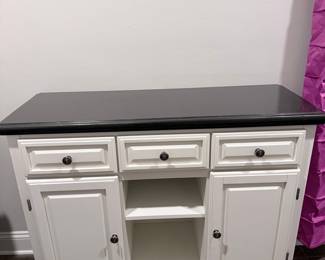 Crosley Furniture Cambridge White Kitchen Island with Black Granite Top