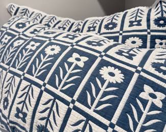 From Quince, Blue and White Floral Block Print  Pillow Cover