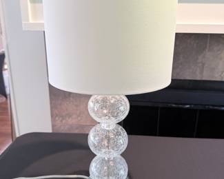 Jonathan Y Triple-Sphere Crackle Glass Table Lamp with White Drum Shade