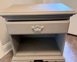 Gray Painted Single Drawer Nightstand with Open Shelf