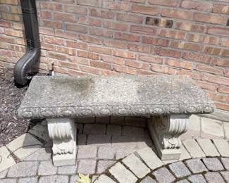 Athens Stonecasting Rope Edge Concrete Garden Bench