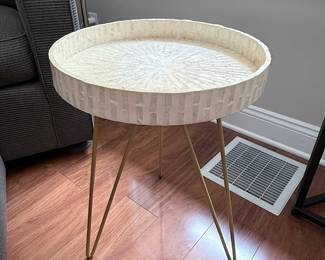 Capiz Shell Side Table with Gold Legs
