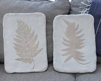 Set of Two Embossed Fern Plaster Plaques