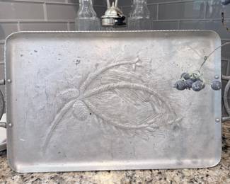 Embossed Aluminum Tray with Pine Cones and Needles
